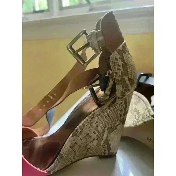 Worthington Vinny Wedge Heel Sandals Women’s Size 7.5M Multicolor Snakeskin - Picture 4 of 10